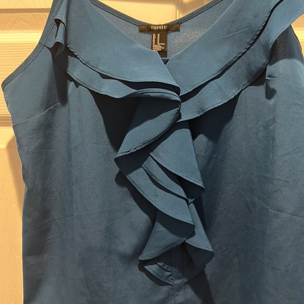 Royal Blue Ruffle Tank Top - Picture 3 of 4